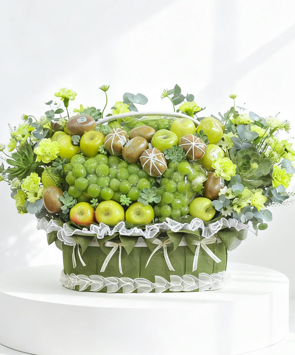 Luxury Green Fruit & Floral Basket image 0