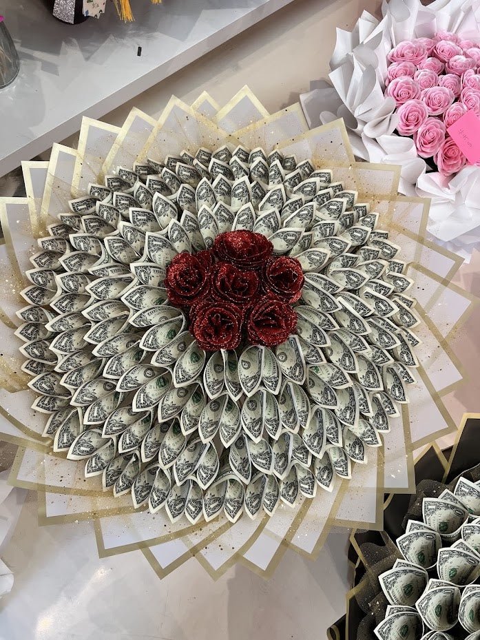 Crimson Cash Bouquet - 98 FLOWERS