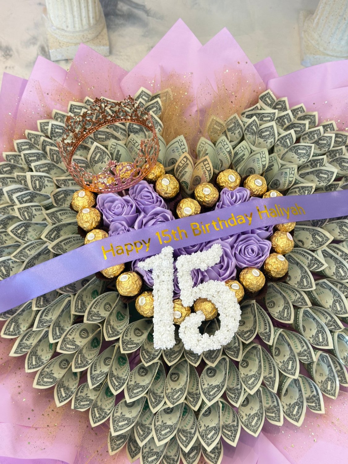 Custom Letter or Number 100-Bill Money Bouquet - 98 FLOWERS