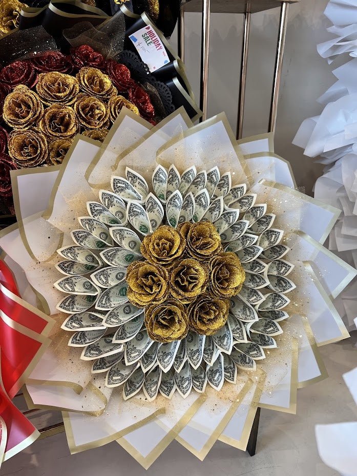 Golden Snow Cash Bouquet - 98 FLOWERS