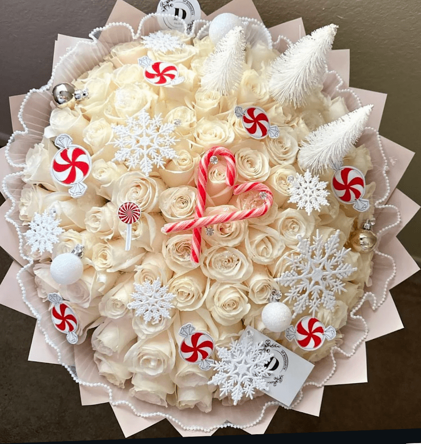 White Christmas Candy Bouquet - 98 FLOWERS