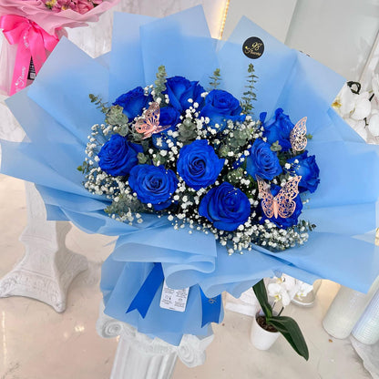 Fresh Flower Bouquet - Medium Size, BLUE image