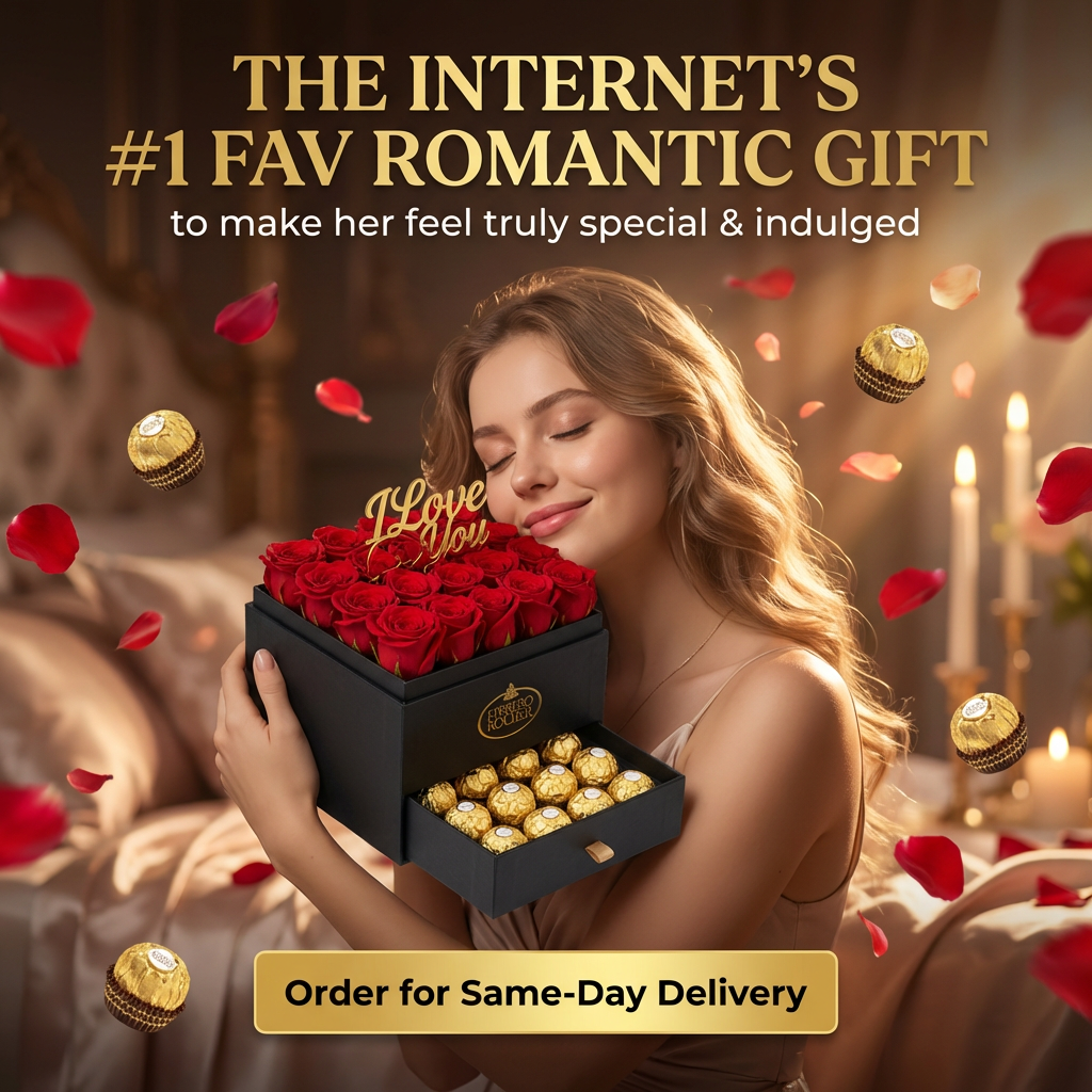 Red Roses & Ferrero Rocher Drawer Box image 2