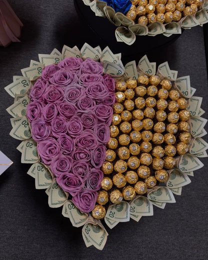 Lavender Bliss Money & Chocolate Heart Bouquet image 0