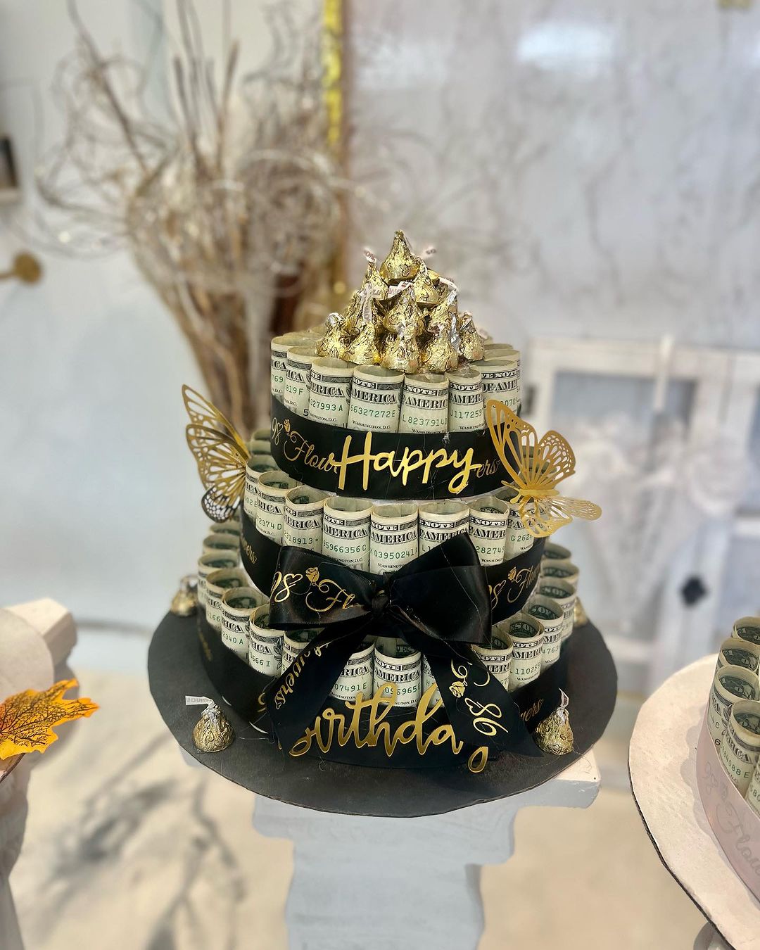 Triple Tier Treasure Money Cake - Black image