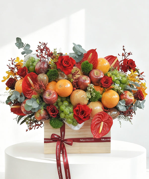 Premium Fruit & Fresh Flower Box image 0