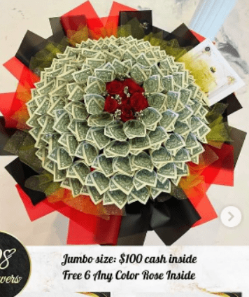 Red & black paper money flowers image 4