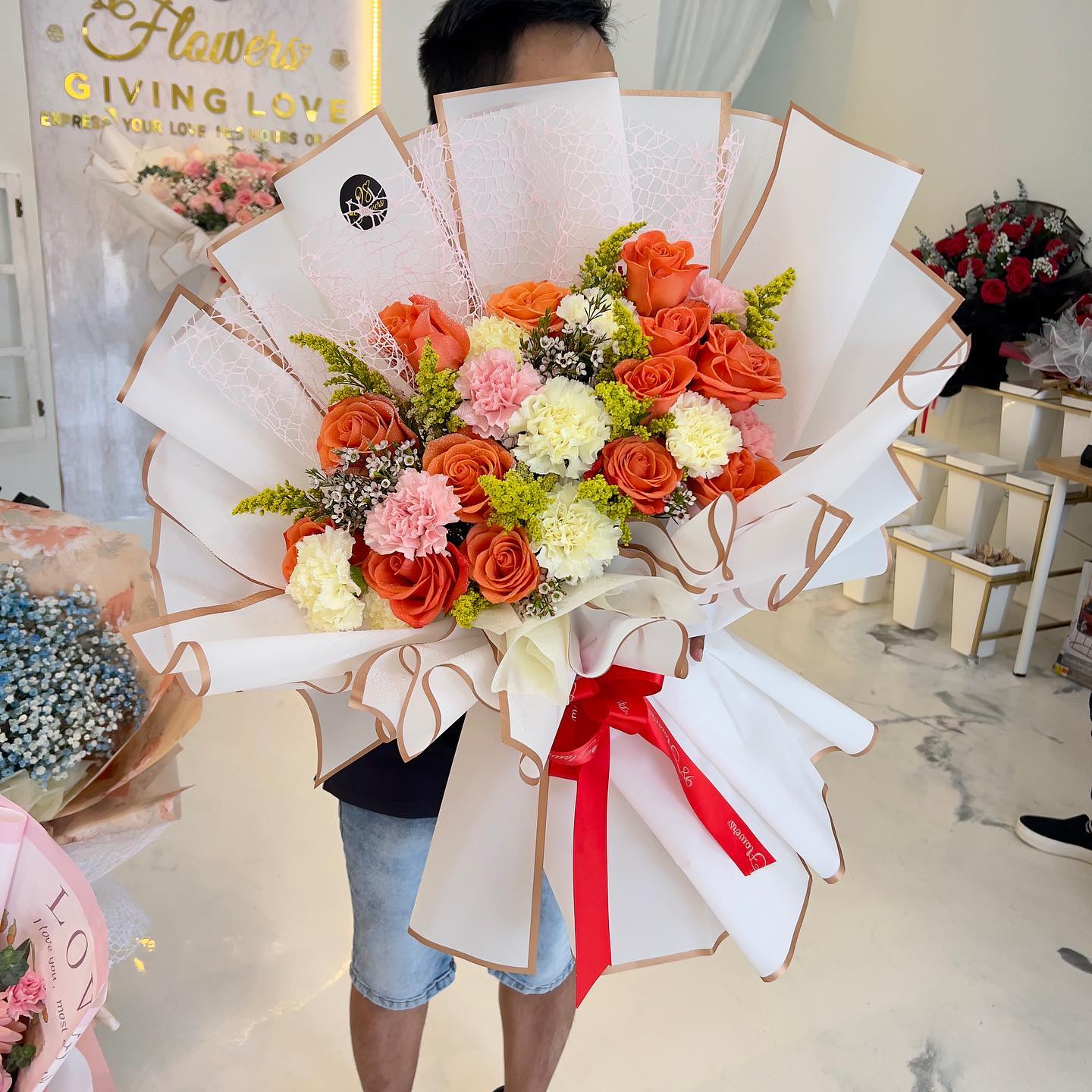 Fresh Flower Bouquet - Big Size, ORANGE MIX image