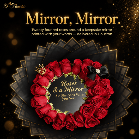 24 Red Roses & a Personalized Mirror - 98 FLOWERS