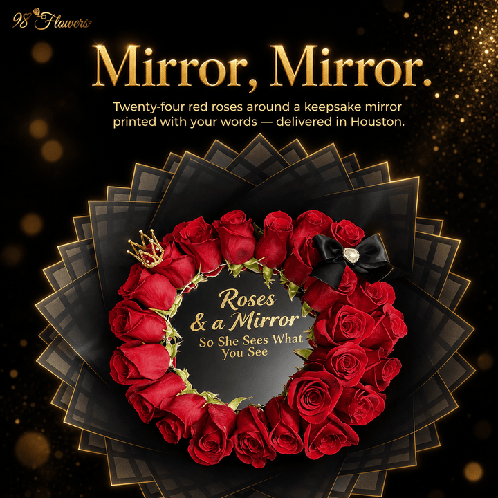 24 Red Roses & a Personalized Mirror