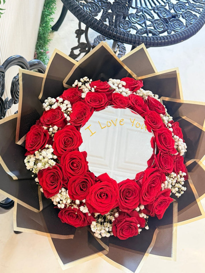 24 Red Roses & a Personalized Mirror