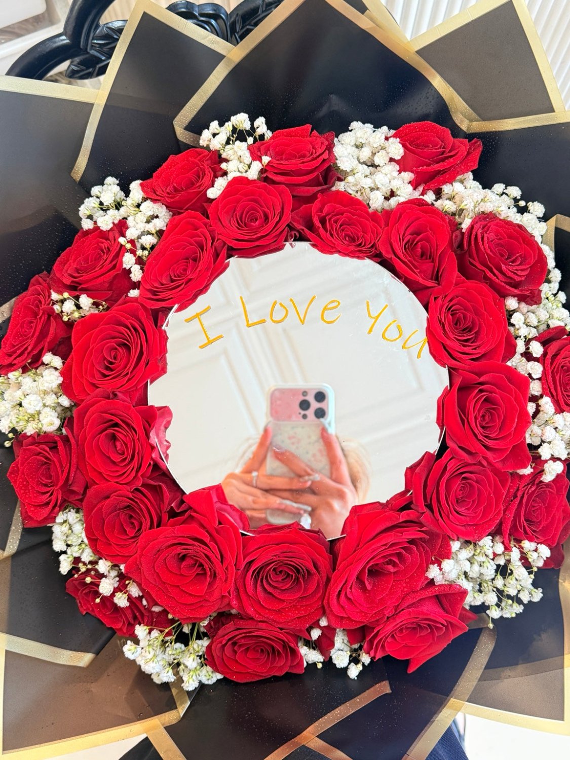 24 Red Roses & a Personalized Mirror - 98 FLOWERS