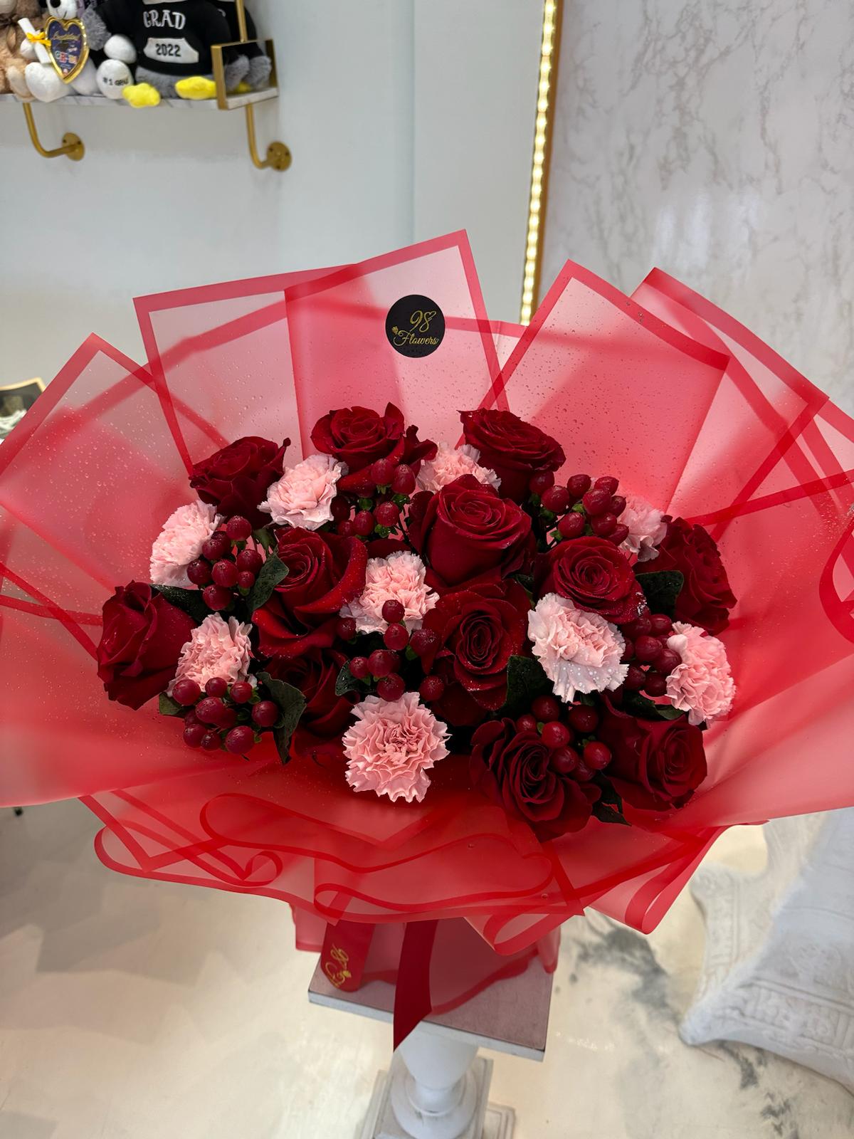 Crimson Charm Bouquet 🌹❤️ image 0