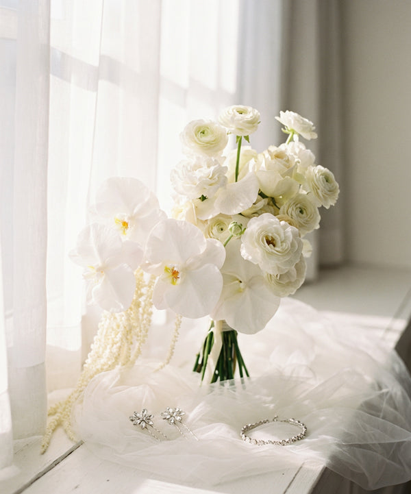 Ivory Orchid Ranunculus Bridal Bouquet image 2