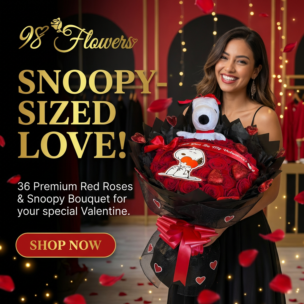 Snoopy-Sized Love Premium Red Roses image 0