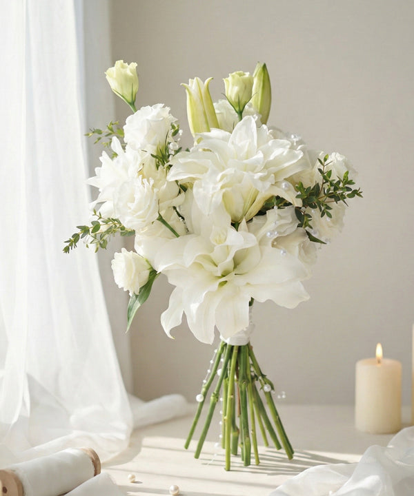 Elegant White Lily Bridal Bouquet image 0