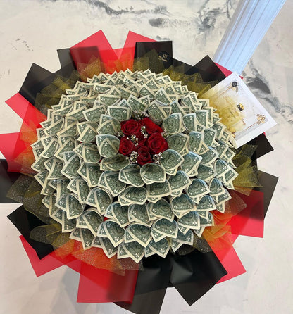 Red & black paper money flowers image 0