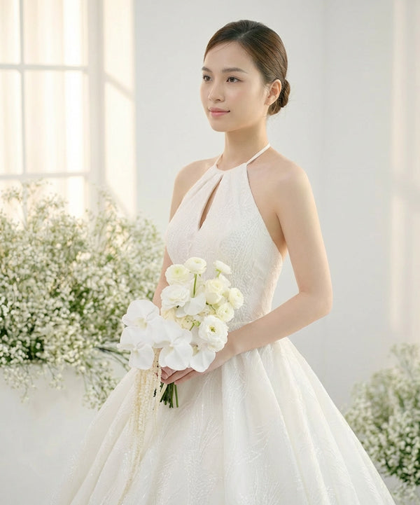 Ivory Orchid Ranunculus Bridal Bouquet image 1