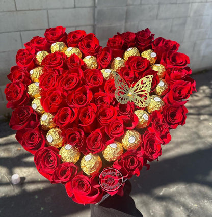Sweetheart’s Embrace Rose and Chocolate Box - Artificial Roses image