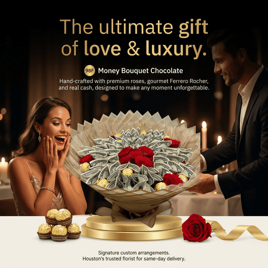50-Bill Luxury Money Bouquet with Chocolate - 98 FLOWERS