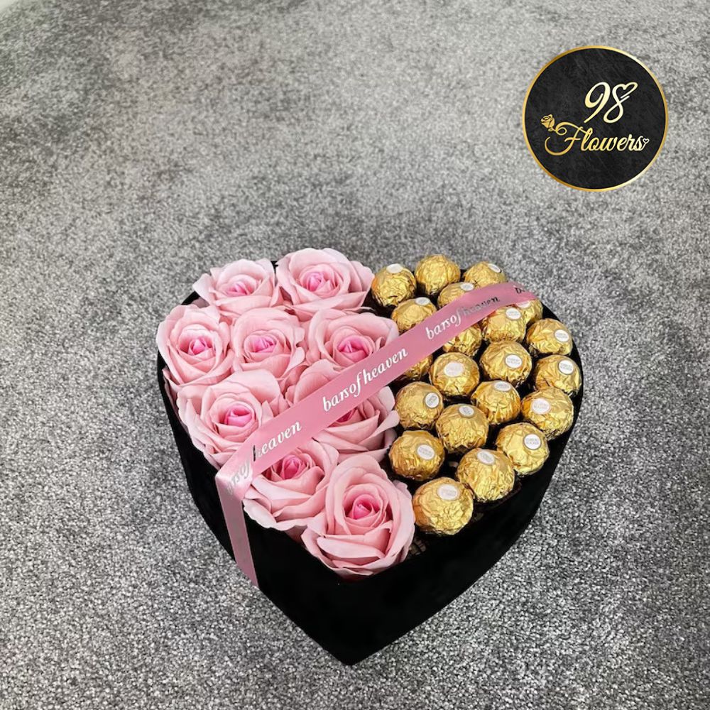 Red Rose with Chocolate Box - Pink image