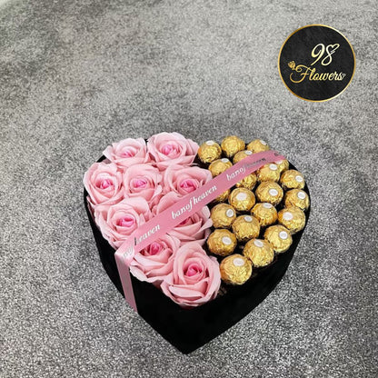 Red Rose with Chocolate Box - Pink image