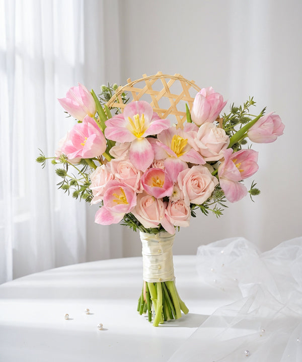 Blush Tulip Rose Bridal Bouquet image 0