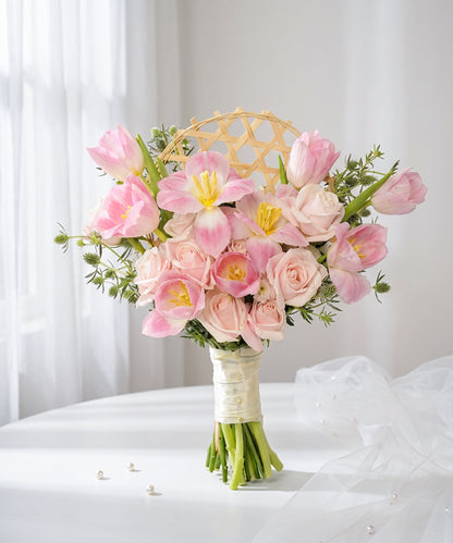 Blush Tulip Rose Bridal Bouquet image 0