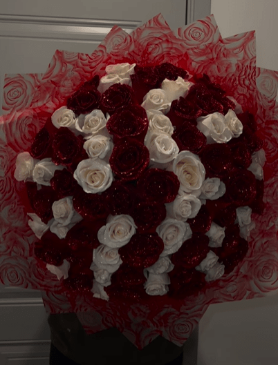 Crimson and Cream Rose Galaxy - 35 roses image