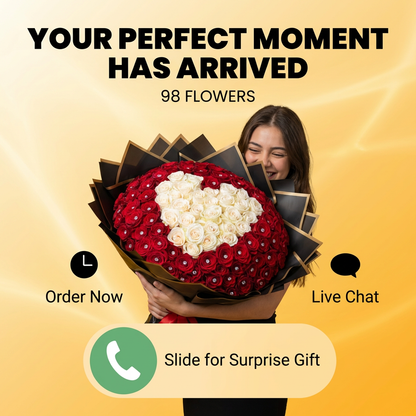 100 Premium Red Roses with White Rose Heart Centerpiece image 2