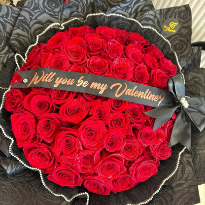 Crimson Cascade Bouquet 🌹✨ - 50 roses image