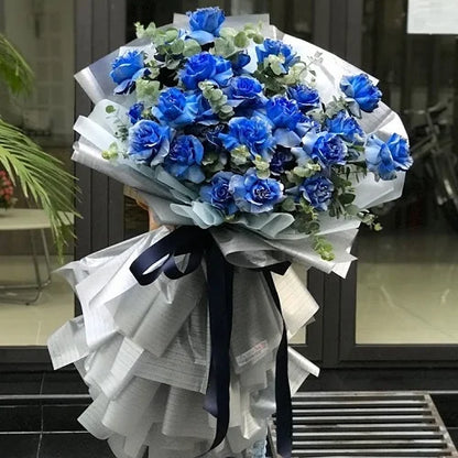 Tinted blue rose bouquet image 2