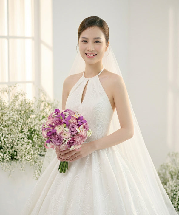 Blush Orchid Rose Bridal Bouquet image 1