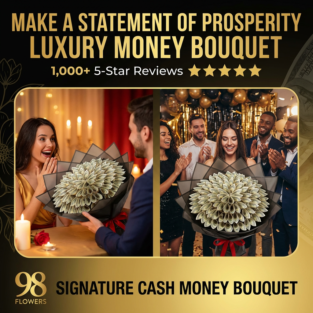 98 Flowers Signature Cash Money Bouquet – 50 Real Bills image 4