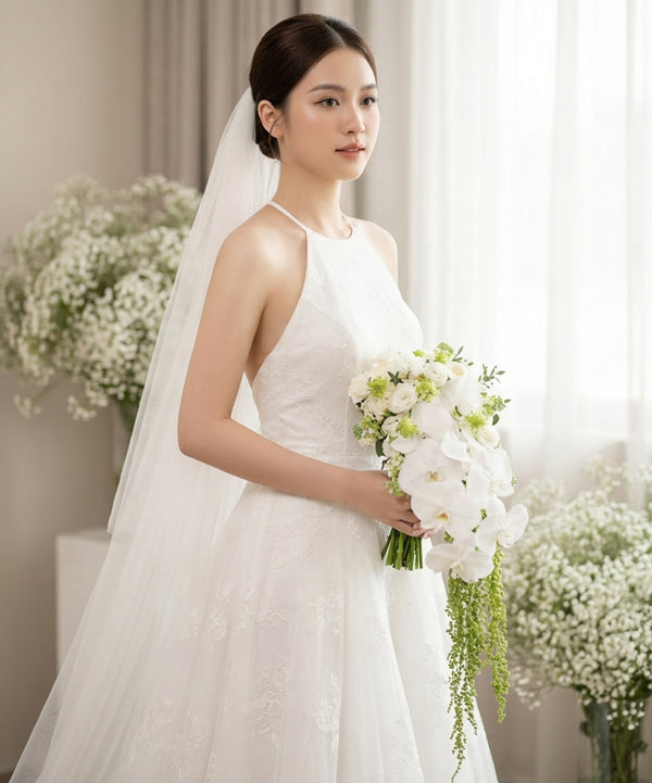 Elegant Orchid Cascade Bridal Bouquet image 3