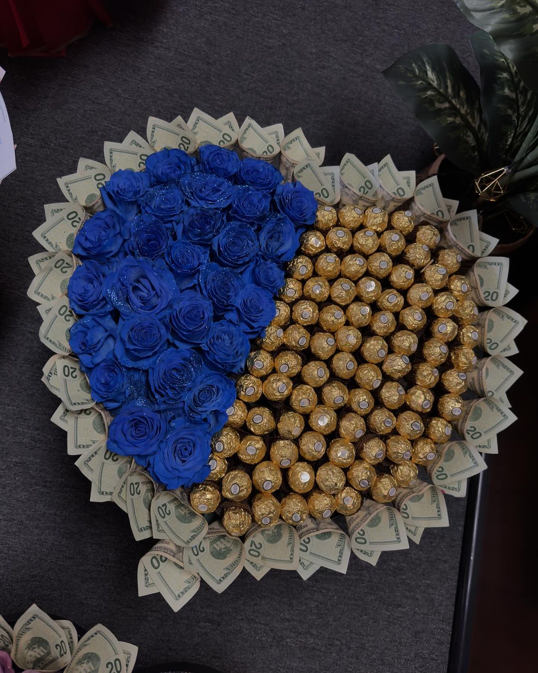Lavender Bliss Money & Chocolate Heart Bouquet image 1
