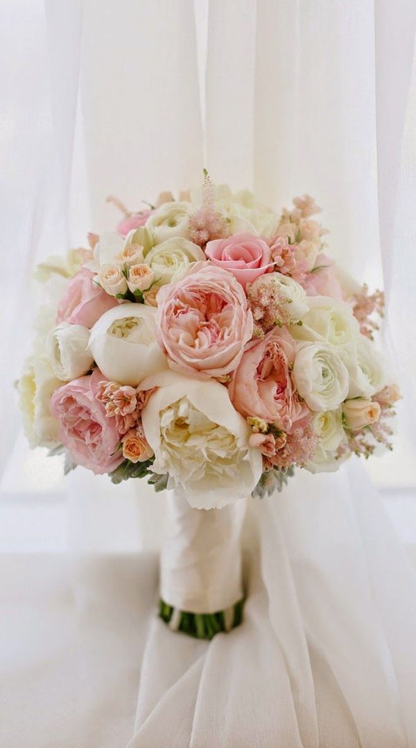 Blush Peach Garden Rose Bridal Bouquet image 0