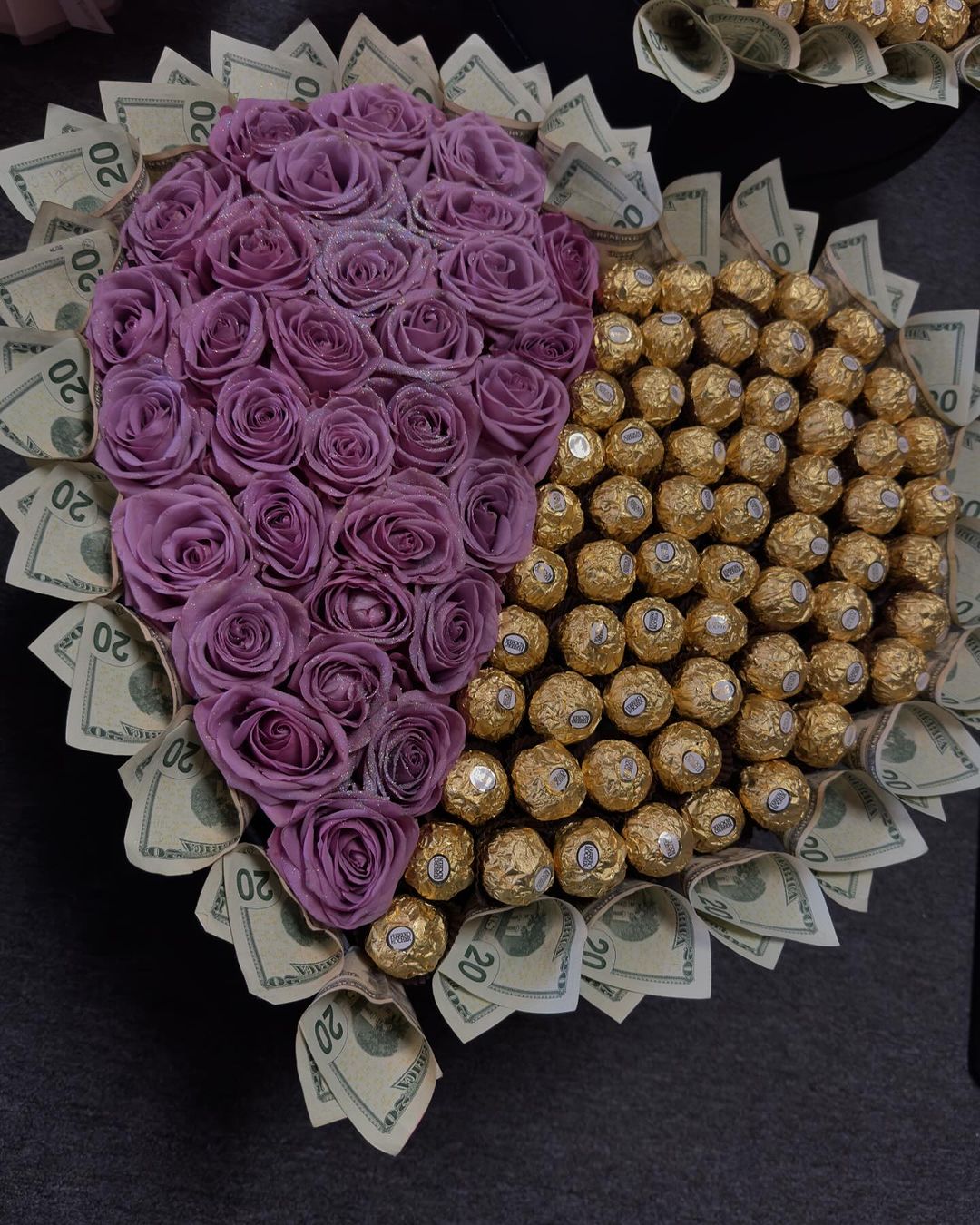 Lavender Bliss Money & Chocolate Heart Bouquet image 2