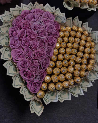 Lavender Bliss Money & Chocolate Heart Bouquet image 2