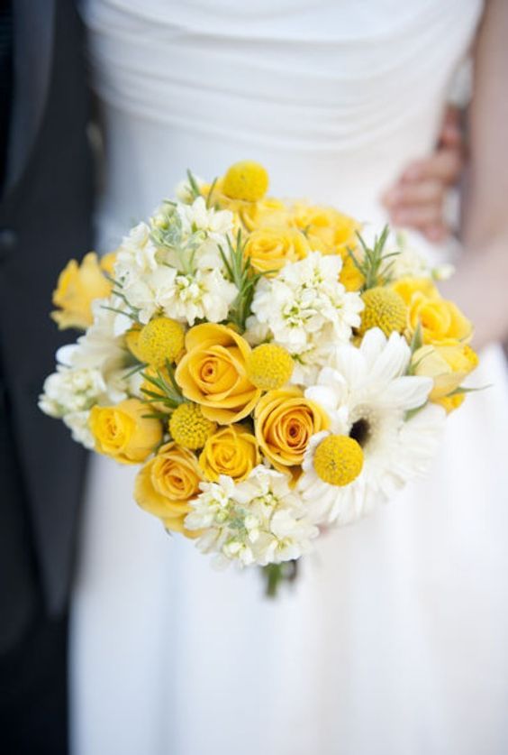 Golden Daisy Rose Wedding Bouquet image 0