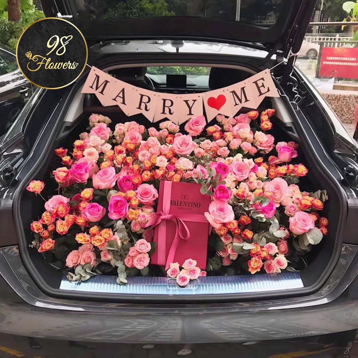 Marry Me Elegance - Pink Roses & Gift Box image 0