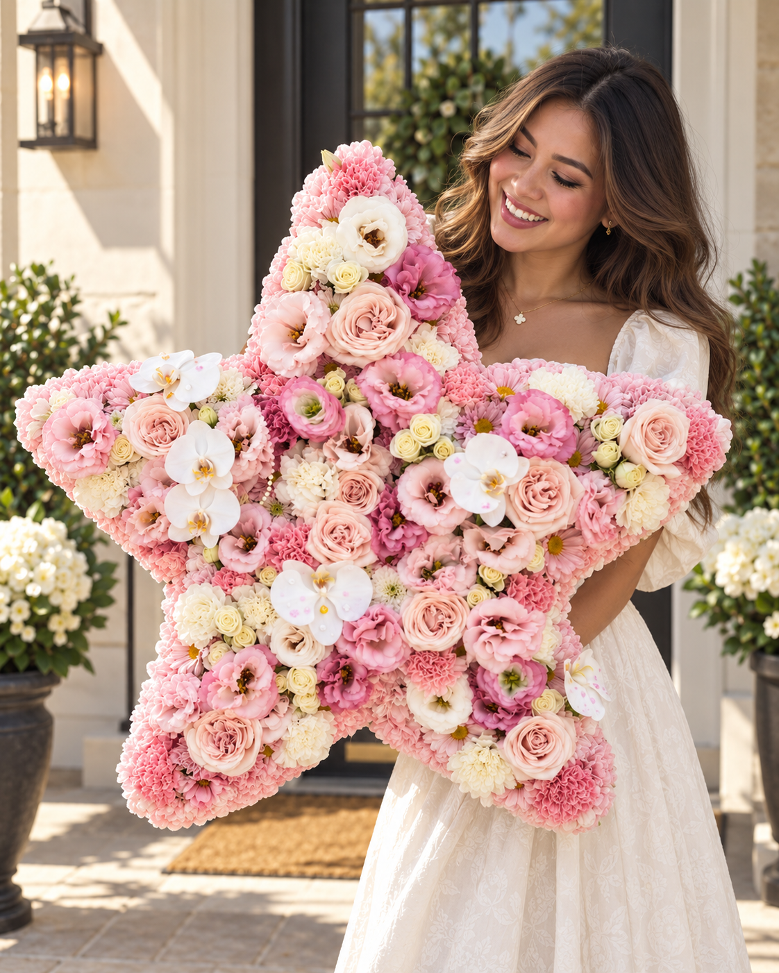 AI visualization: Starlight Blush giant pink star flower arrangement – gift view