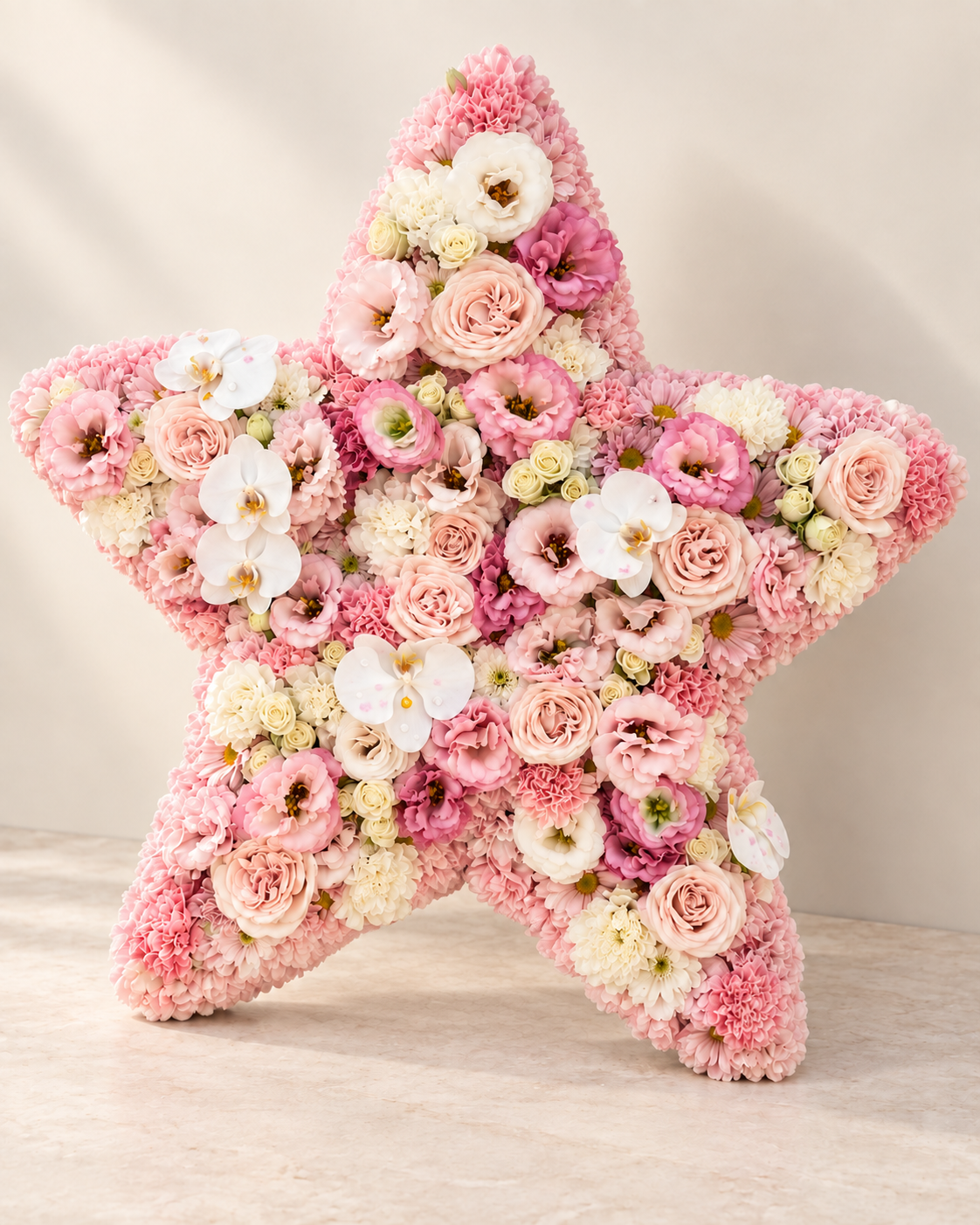 AI visualization: Starlight Blush pink and cream star flower arrangement – hero view