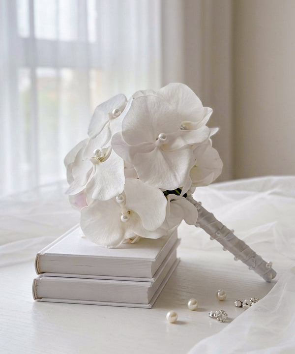 Pure White Orchid Bridal Bouquet image 0