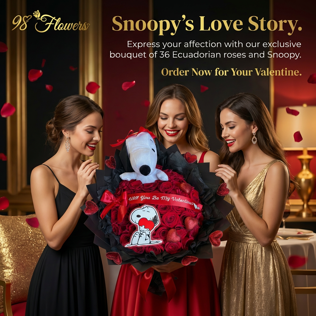 Snoopy-Sized Love Premium Red Roses image 2
