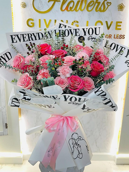Enchanting Red and Pink Rose Bouquet image 1