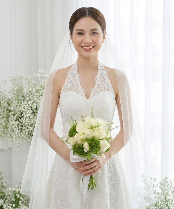 Ivory Rose Green Charm Bridal Bouquet image 2
