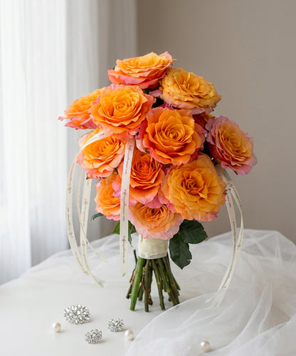 Sunset Bridal Rose Bouquet image 1