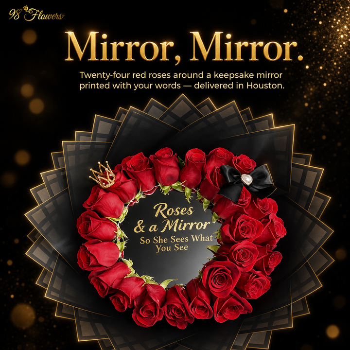 24 Red Roses & a Personalized Mirror