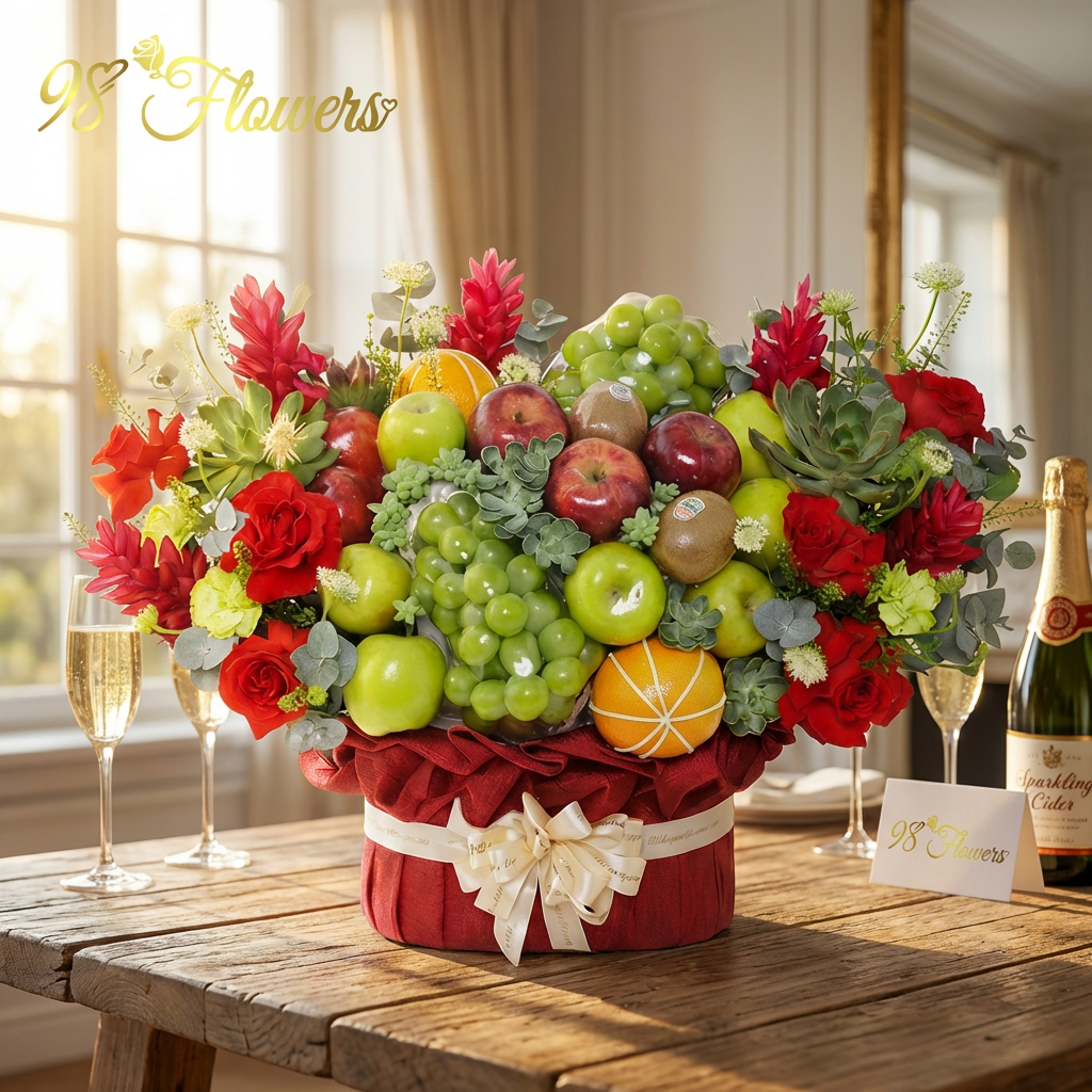 Luxury Fruit & Flower Basket image 0